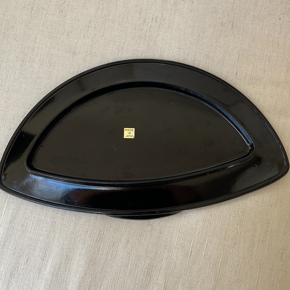 Vintage Black Lacquer Fan Dish/plate from Japan - Picture 3 of 3